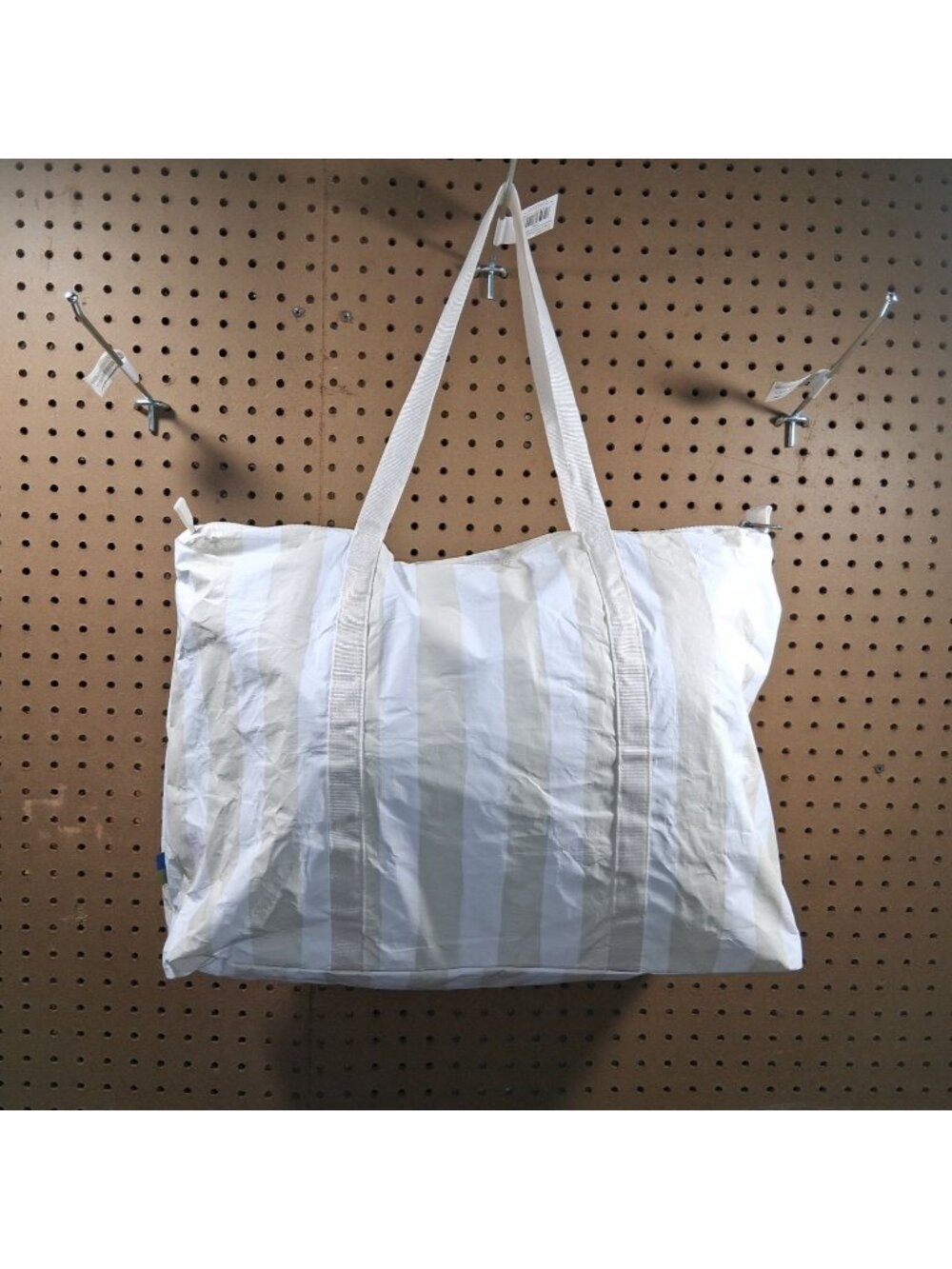 Open Story Striped Canvas Tote Bag Beige & White Extra-Large Lightweight